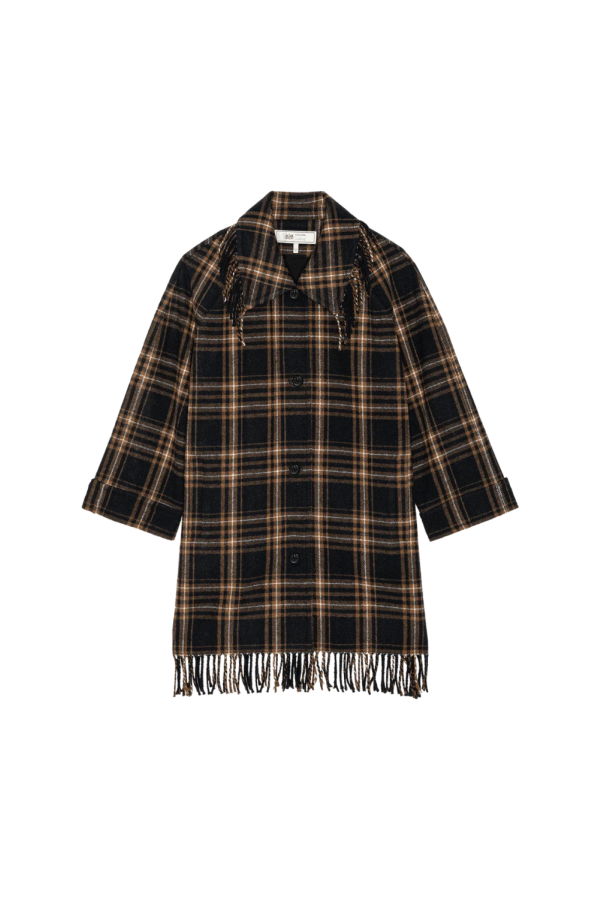 The Great. Fringe Coat - Caramel/Black Frontier Plaid