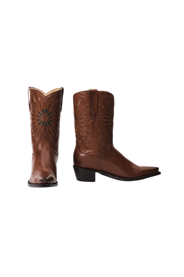 The Great. Southwest Cowboy Boot - Chestnut / Turquoise Sunburst