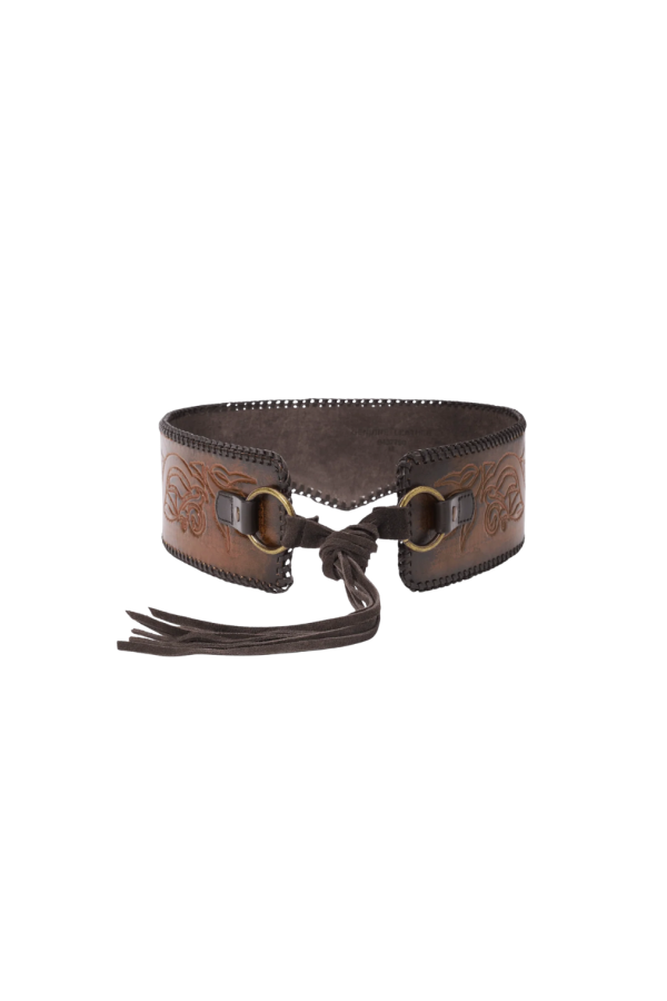 The Great. The Tooled Corset Belt - Burnished Brown