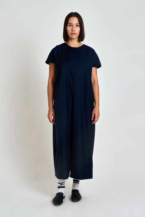 KAAREM Dahlia Pleatstay Pocket Onesie - Dark Blue