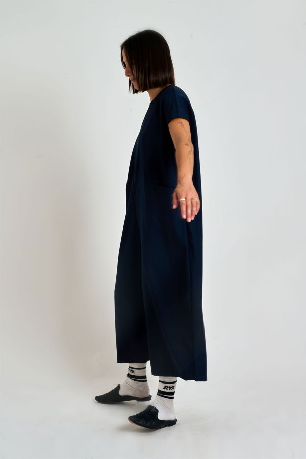 KAAREM Dahlia Pleatstay Pocket Onesie - Dark Blue