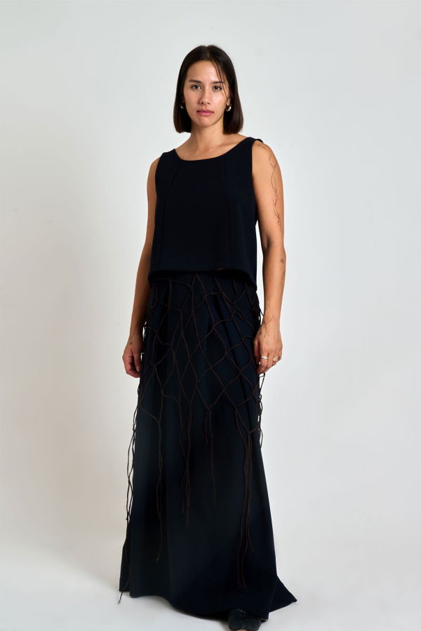 KAAREM Rang Six-Panel Cropped Top - Black Blue
