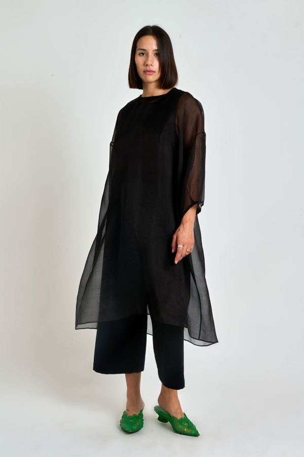 KAAREM Starfish Long Sleeve Silk Organza Dress