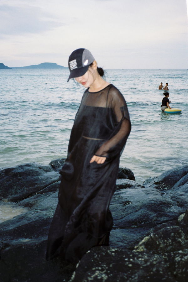 KAAREM Starfish Long Sleeve Silk Organza Dress