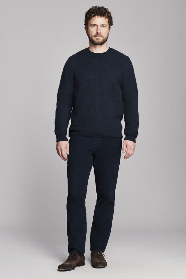 Billy Reid Cashmere Dover Sweater - Carbon Blue Heather