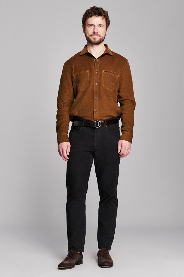 Billy Reid Cochran Moleskin Shirt - Tobacco