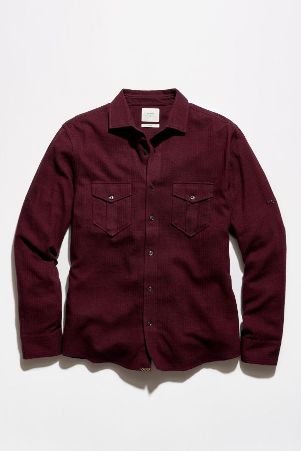 Billy Reid Herringbone Scout Shirt - Plum