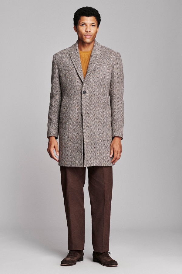 Billy Reid Herringbone Walking Car Coat - Brown Multi