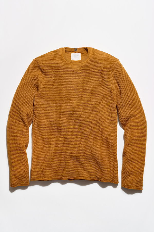 Billy Reid Martin Mini Waffle Crew - Light Scotch