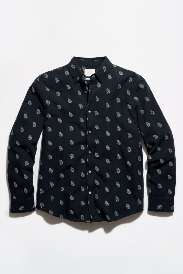 Billy Reid Pelican Paisley Jacquard Wilson Shirt - Black