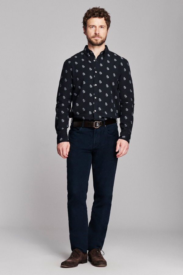 Billy Reid Pelican Paisley Jacquard Wilson Shirt - Black