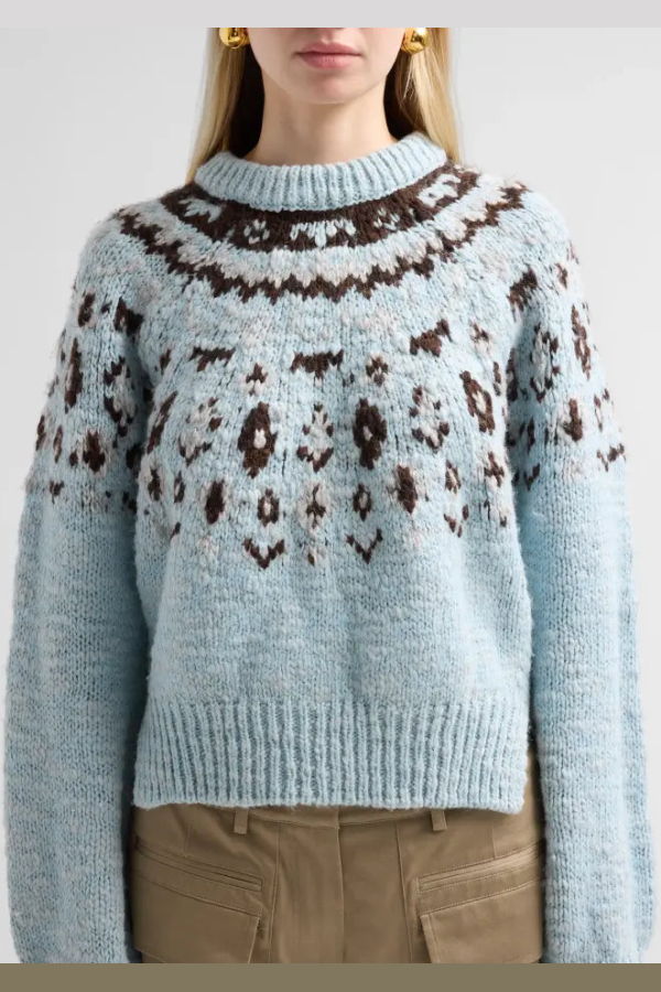 Proenza Schouler Lizzy Fair Isle Sweater - Pale Blue Multi