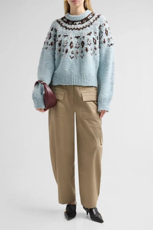 Proenza Schouler Lizzy Fair Isle Sweater - Pale Blue Multi