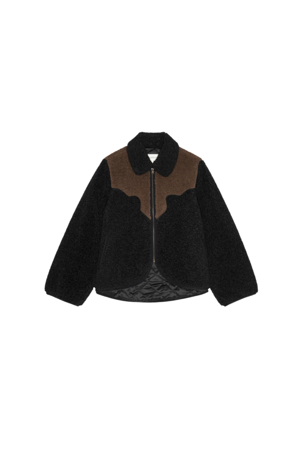 The Great. Reversible Western Yoke Pasture Jacket - Black / Cream