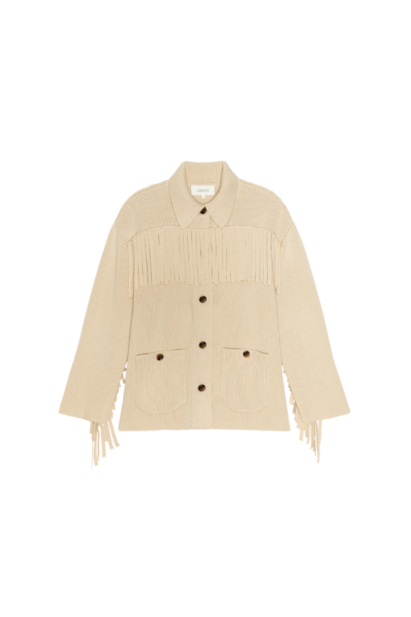 The Great. Western Fringe Sweater Jacket - Natural