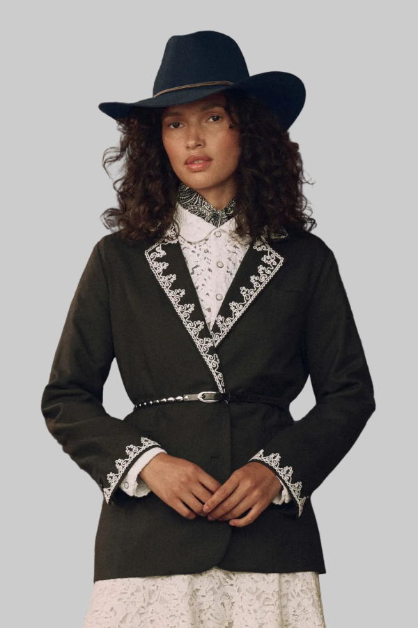 The Great. The Beaded Belt - Black with Silver