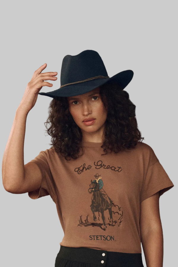 The Great. The Boxy Crew With Stetson Graphic Tee - Tobacco