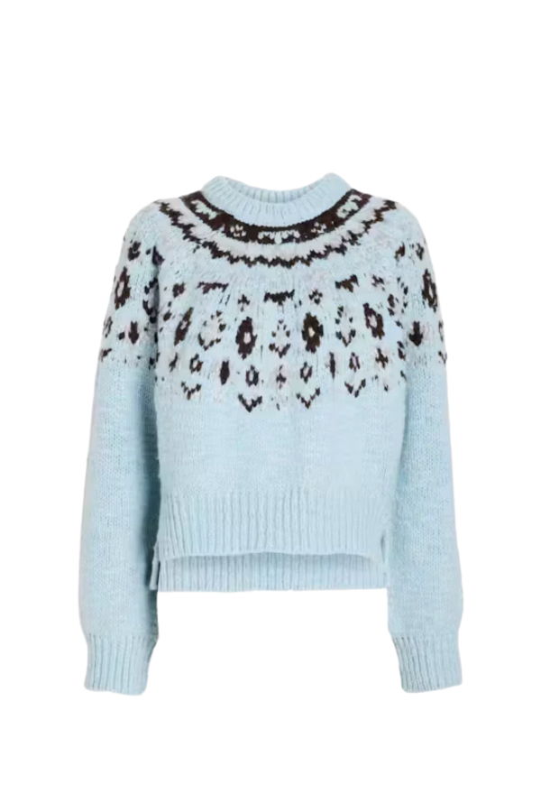 Proenza Schouler White Label Lizzy Fair Isle Sweater - Pale Blue Multi