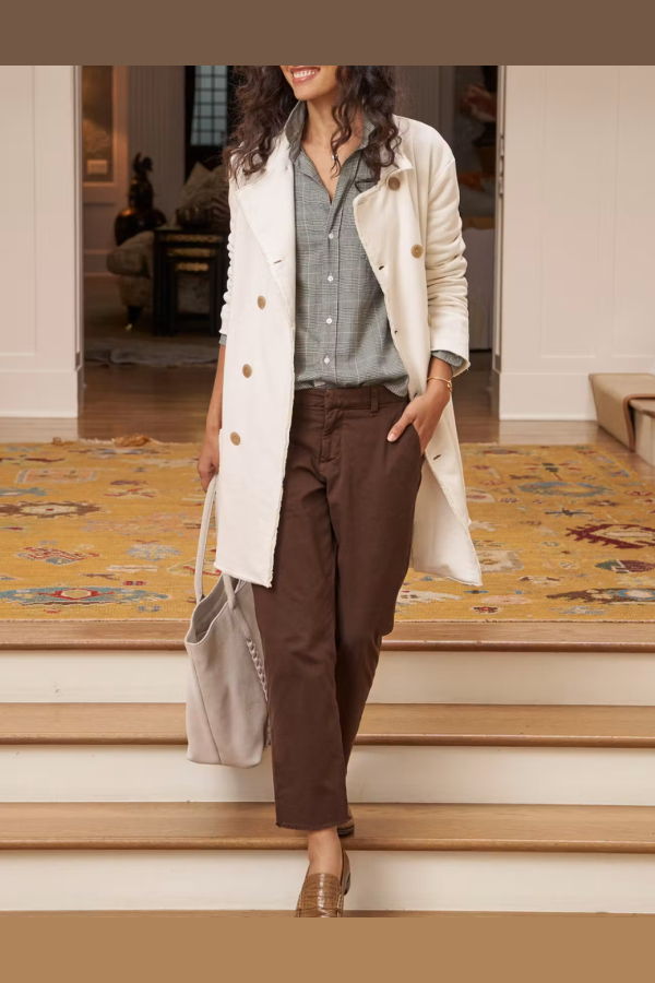 Frank & Eileen Belfast Sweatshirt Trench Coat - Vintage White