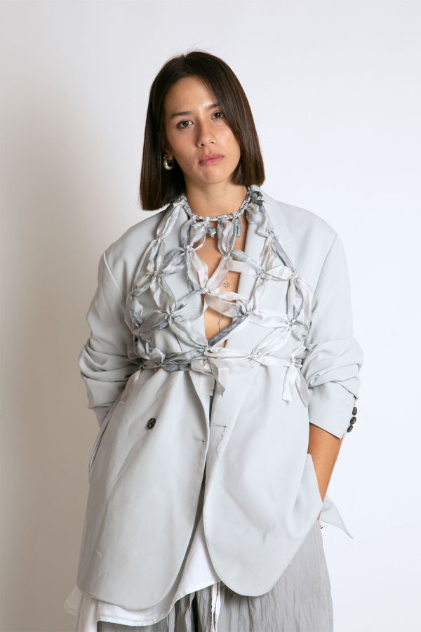 KAAREM Connect 2 Handknotted Silk Halter Tie Top