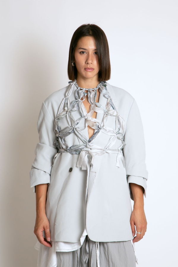 KAAREM Connect 2 Handknotted Silk Halter Tie Top