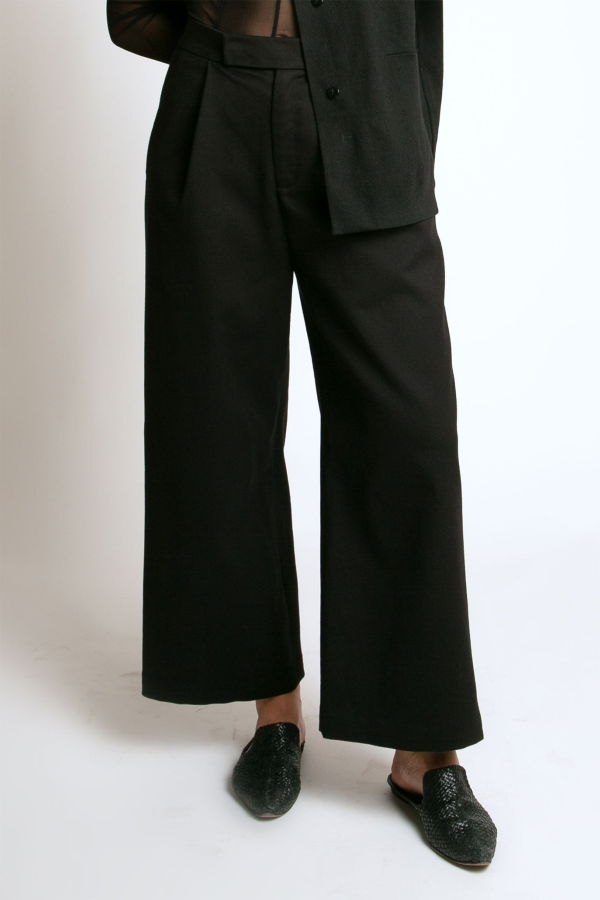 KAAREM Flavor Pleated Straight Leg Pocket Denim Pant - Black