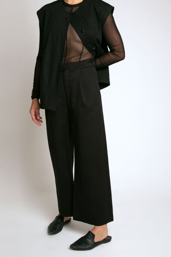KAAREM Flavor Pleated Straight Leg Pocket Denim Pant - Black