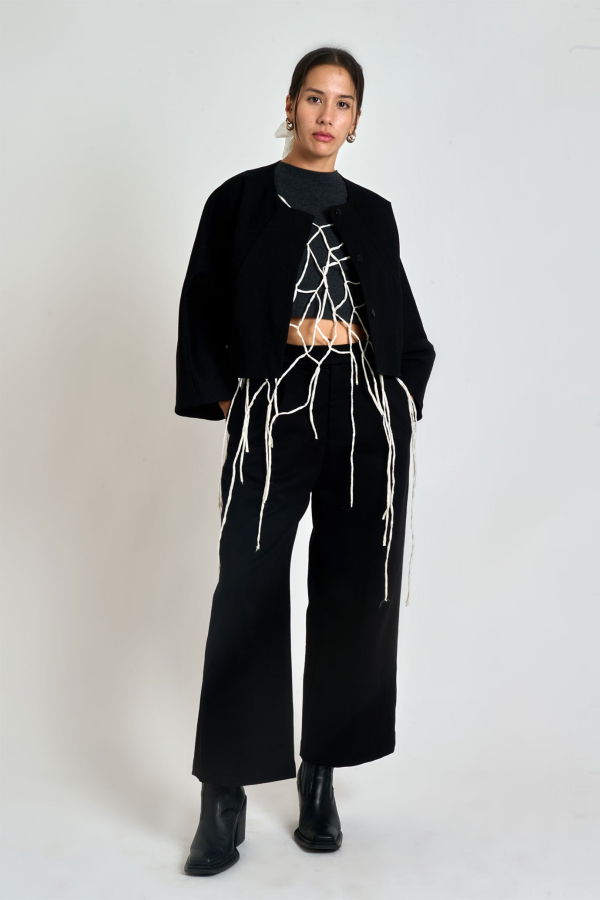KAAREM Sponge Cropped Boxy Denim Jacket