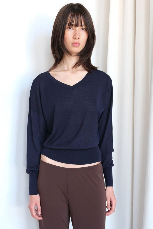 Geel Andrea V-Neck Sweater - Navy
