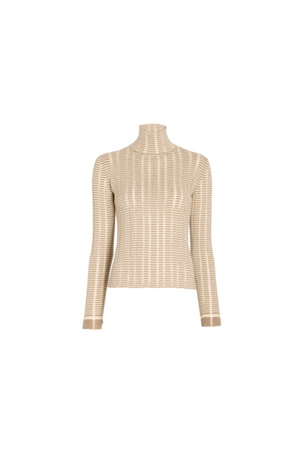 Proenza Schouler Stina Ladder Stripe Turtleneck - Bronze/Cream