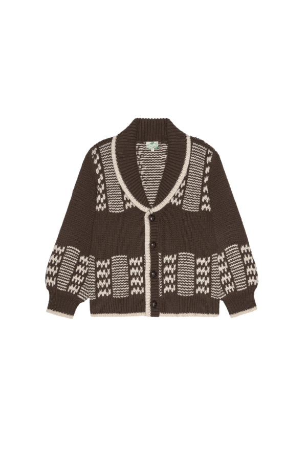 The Great. The Chalet Cardigan Sweater - Walnut/Cream