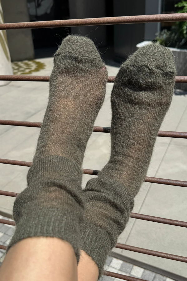 Le Bon Shoppe Mohair Veil Socks - Mountain Olive