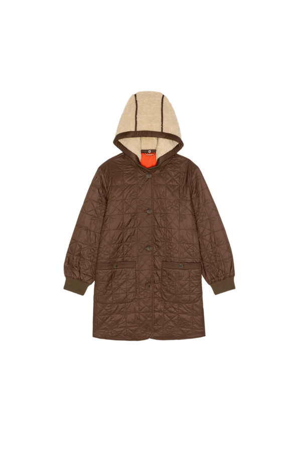 The Great. Reversible Sawyer Puffer - Brown/Poppy
