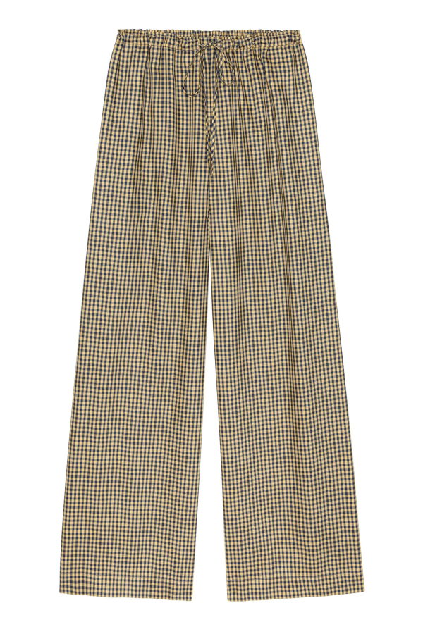 Donni. Tencel Plaid Tie Pant - Navy/Butter Plaid
