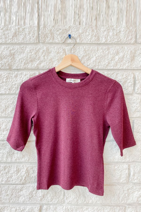 FRAME Denim The Rib Crew Tee - Currant Heather