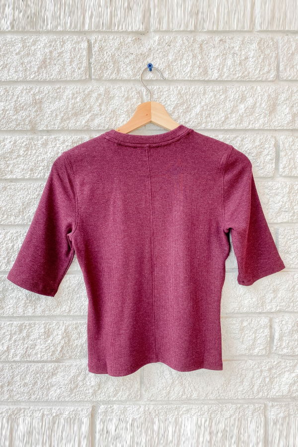 FRAME Denim The Rib Crew Tee - Currant Heather