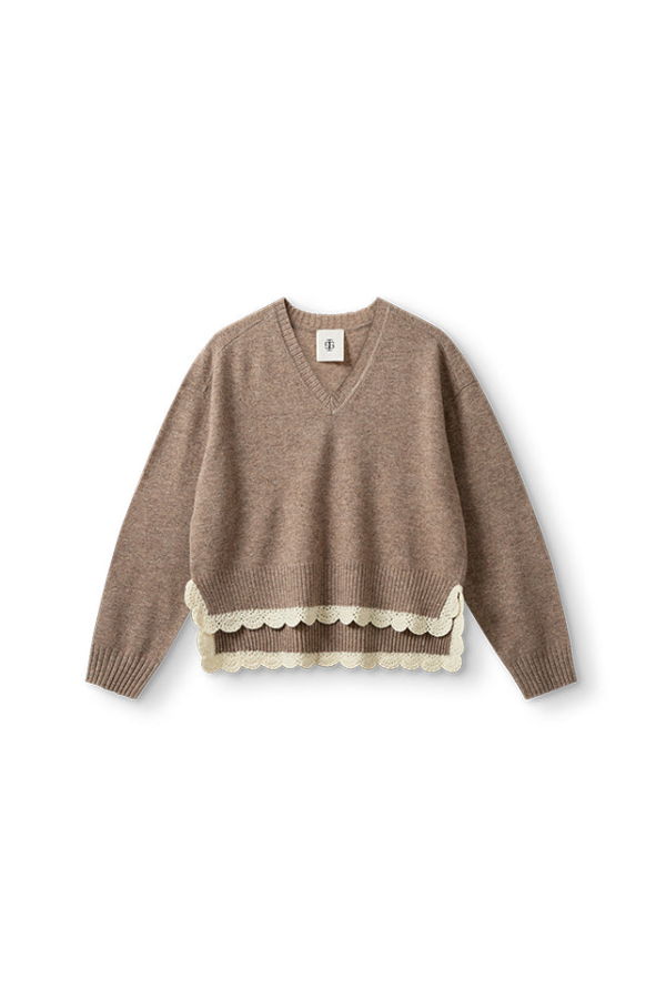 The Garment x Tomorrow Como Crochet V-Neck Sweater - Beige