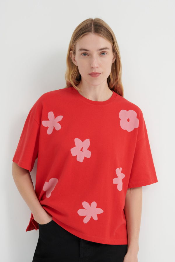 Kowtow Archive Flower Tee - Poppy Red