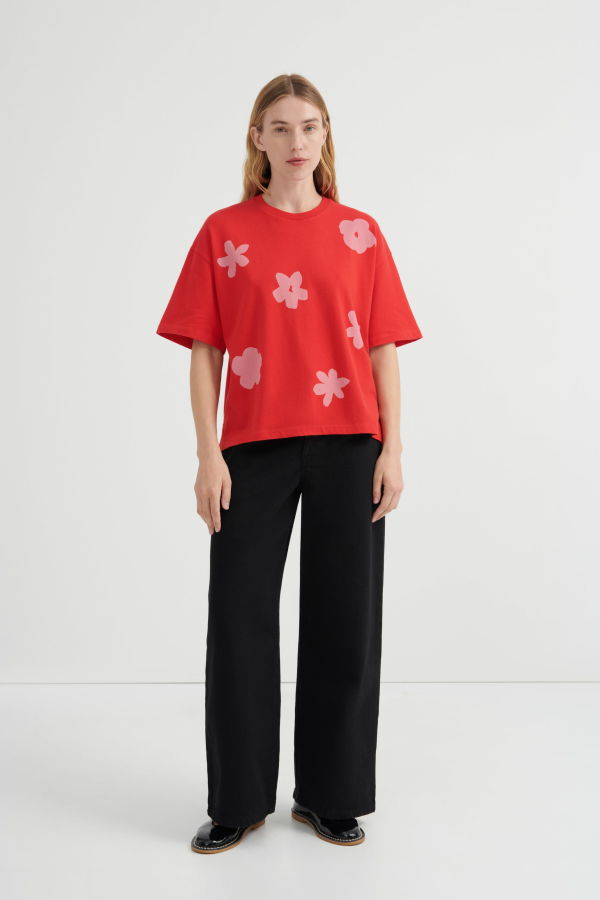 Kowtow Archive Flower Tee - Poppy Red