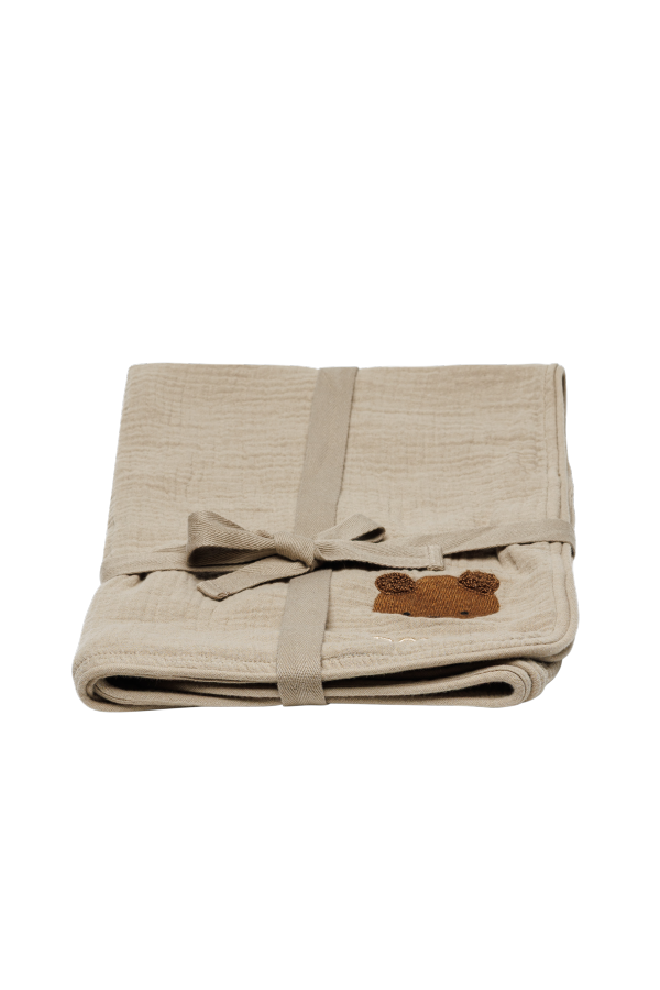 KIDS Donsje Ploekie Muslin Blanket S Bear - Taupe