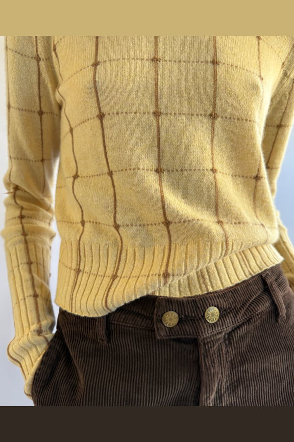 Guest in Residence Shrunken Checker Crew Sweater