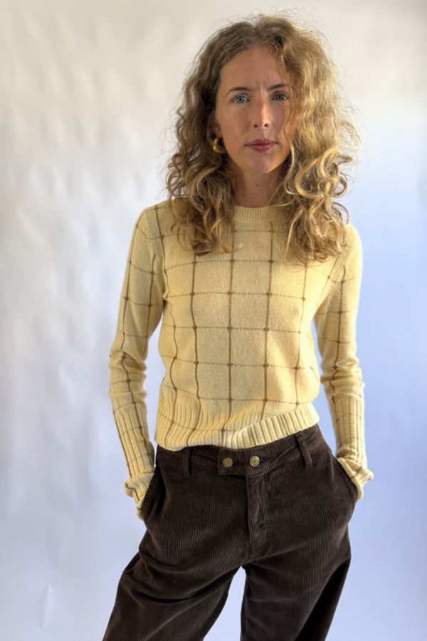 Guest in Residence Shrunken Checker Crew Sweater
