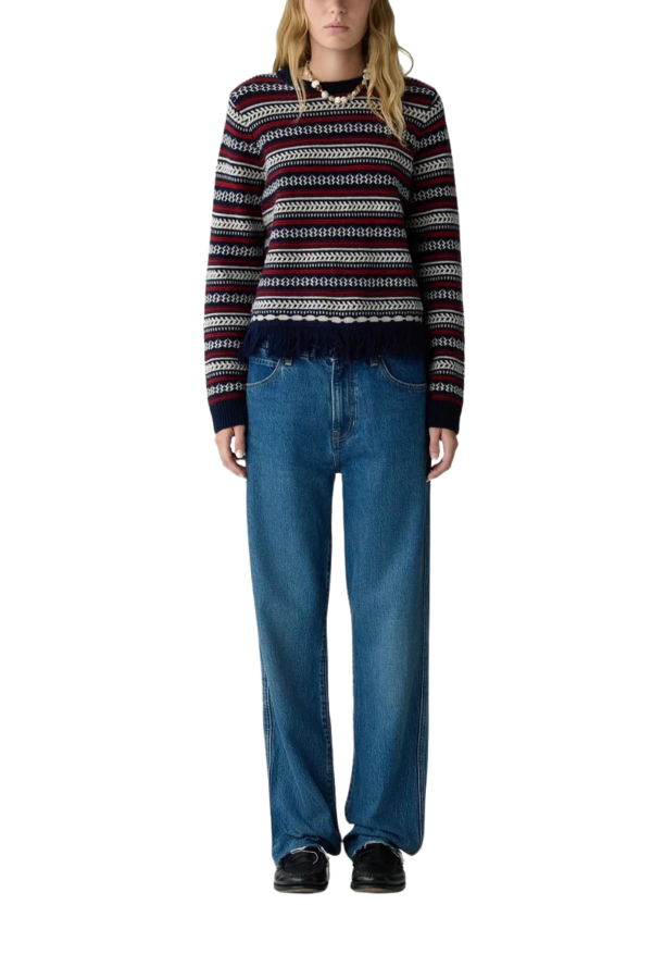 Guest in Residence Western Stripe Crew Sweater - Midnight Combo