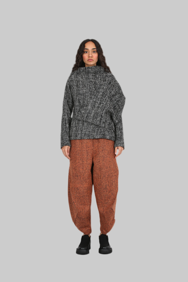Solouk Asymmetrical Sculpted Pullover - Melange Grey