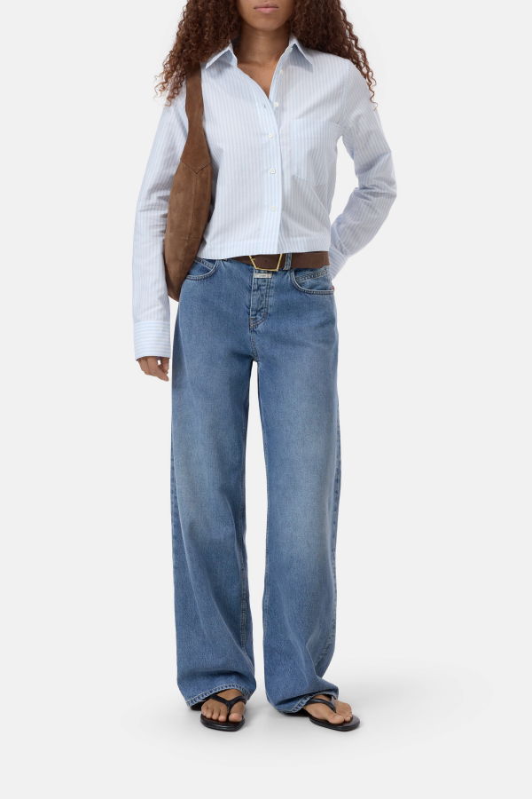 Closed Cropped Classic Shirt - Powder Blue