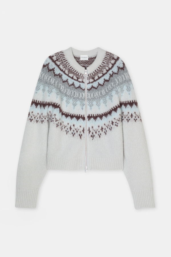 Closed Cropped Zip Cardigan - Cloud Cream