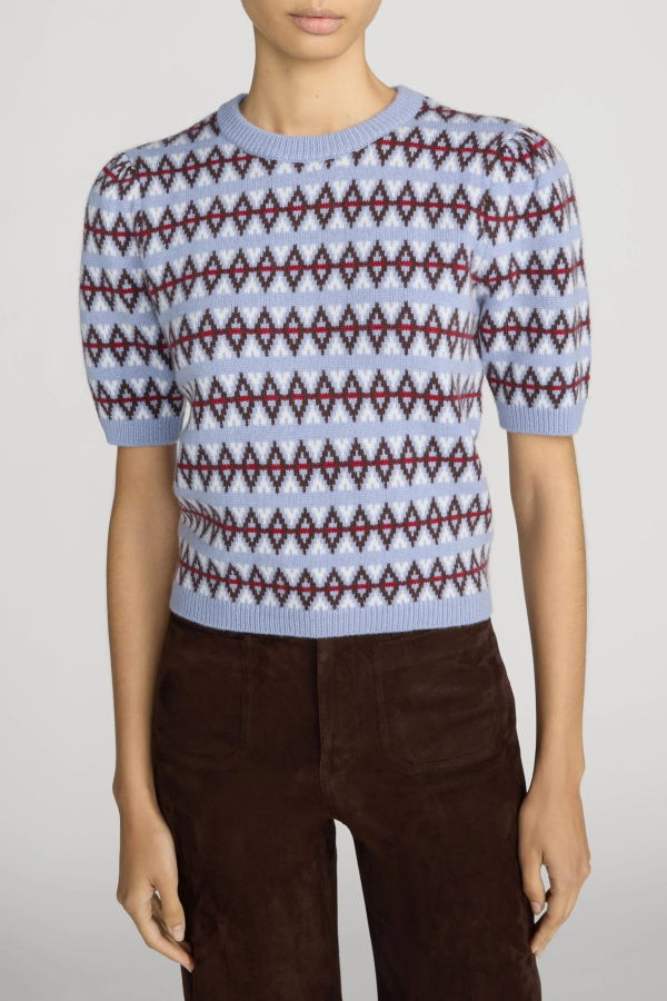 FRAME Denim The Cashmere Crew Sweater - Periwinkle Fairisle