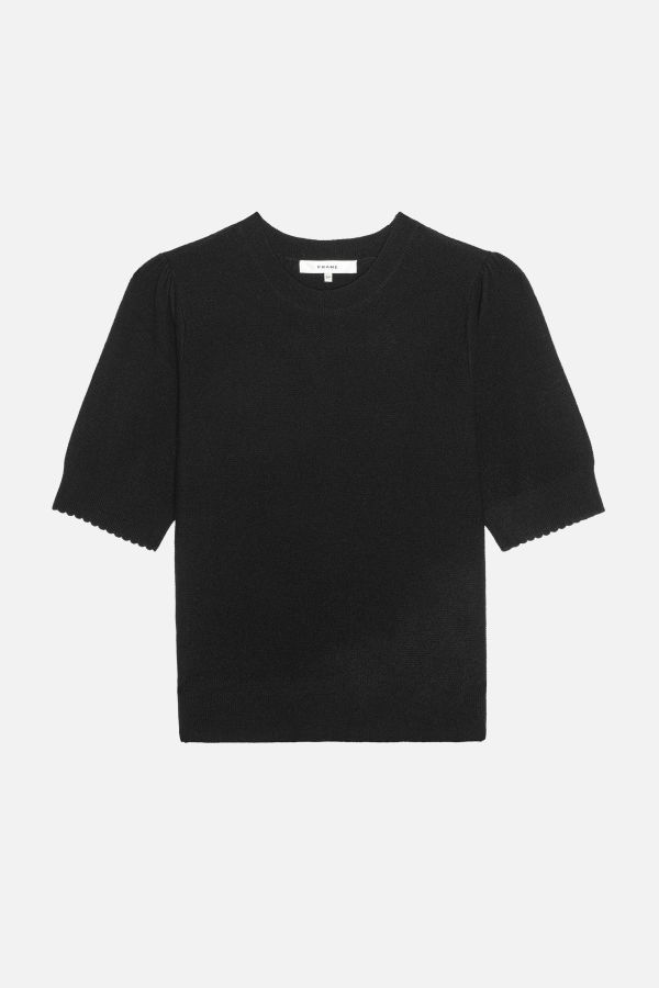 FRAME Denim The Gathered Honeycomb Sweater - Black
