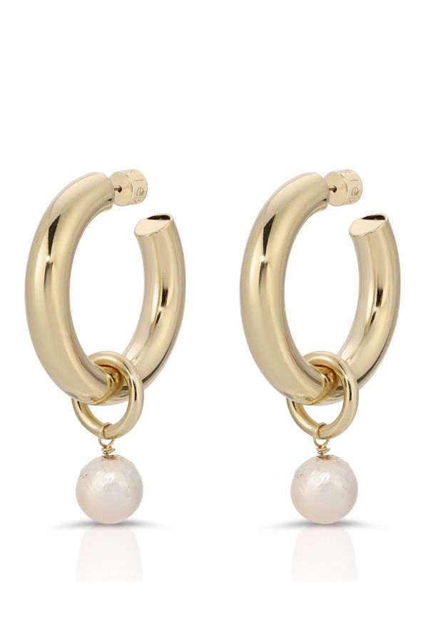 Eklexic Jewelry Zolen Hoops With Baroque Pearl Charms