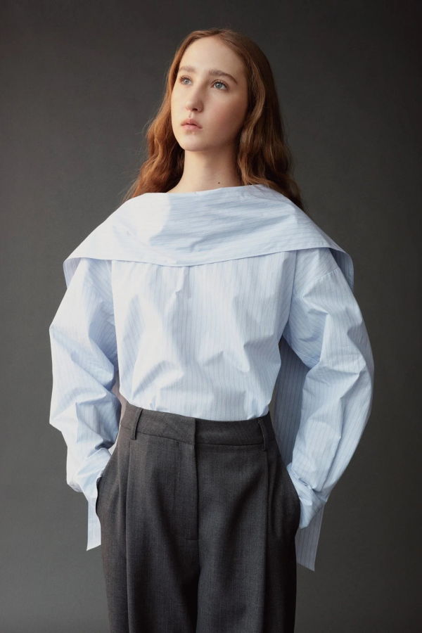 Mijeong Park Striped Tie Neck Blouse